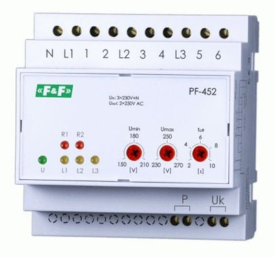 Автоматски фазен прекинувач F&amp;F PF-452, 400V 2x230V+N, 16A, бел