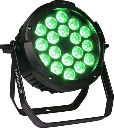 Reflektor skenik Evolights GLAZE IP65 LED PAR, 18x RGBW, për jashtë, i zi