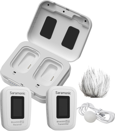 Mikrofon wireless lavalier Saramonic Blink 500 Pro B1, 2.4GHz, me marrës me 2 kanale, i bardhë