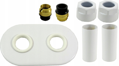 Set mbulues radiatorësh Double Rosette, CU 15x3/4, 50 mm, i bardhë
