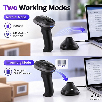 Lexues barkodesh Qoltec 52753, wireless Bluetooth, 1D 2D, i zi