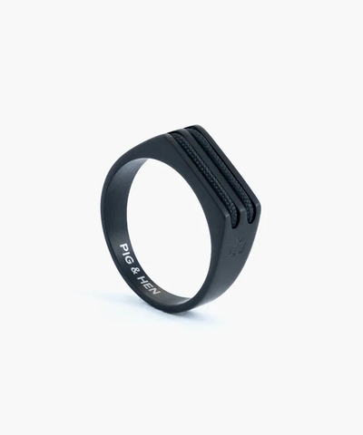 Pig & Hen SIGNET RING 7 MM ROPE - BLACK