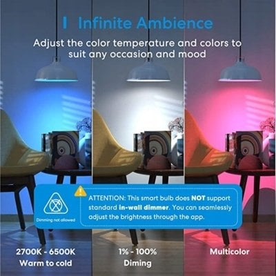 Паметна сијалица Meross Smart Light Bulb, RGB LED, WiFi, бела