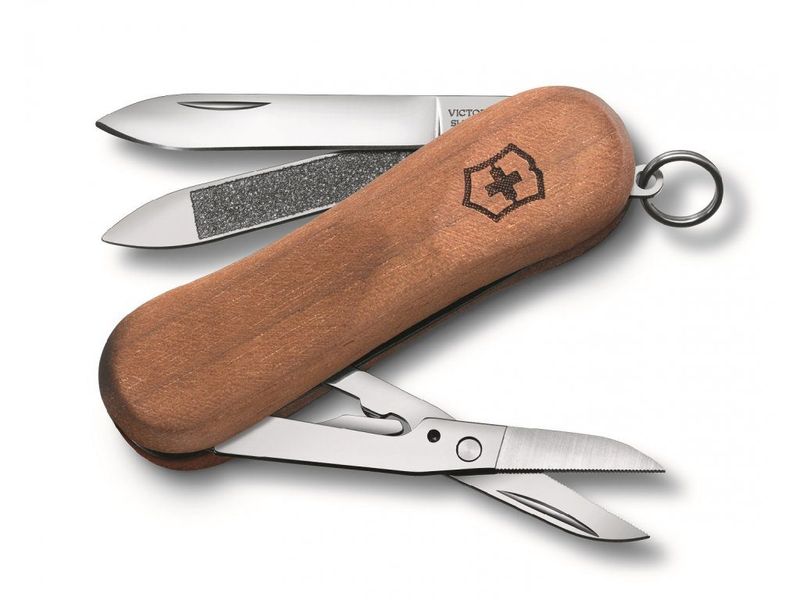 Thikë xhepi Victorinox "Evolution Wood 81"- Blister, ngjyrë druri