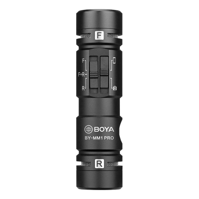 Mikrofon shotgun Boya BY-MM1 Pro, për kamera dhe smartphone, TRRS 3.5 mm, i zi