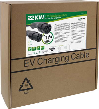 Kabllo karikimi për vetura elektrike InLine 16285I, Type 2, 22kW, 5m, e zezë
