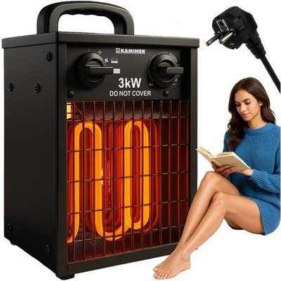 Електричен грејач Каминер 3000W, IPX4, црн