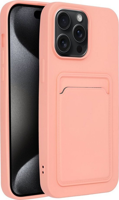 Mbulesë silikoni Forcell Card Case për iPhone 15 Pro Max, xhep për kartë, shkon me karikim wireless