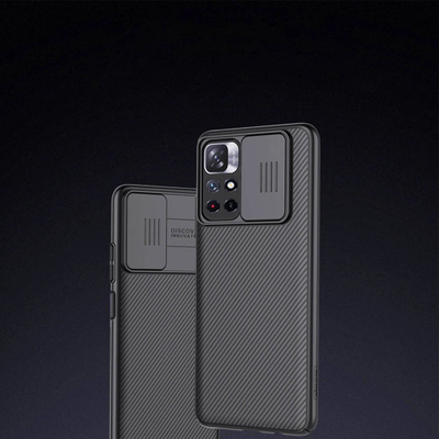 Kapak telefoni Nillkin CamShield për Xiaomi Redmi Note 11 5G edhe Poco M4 Pro, me kapak rrëshqitës te kamera, antirrëshqitës, i zi