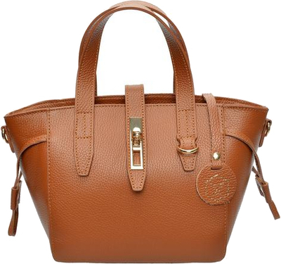 Çantë dore Luisa Vannini AW25 LV 127, lëkurë natyrale, cognac