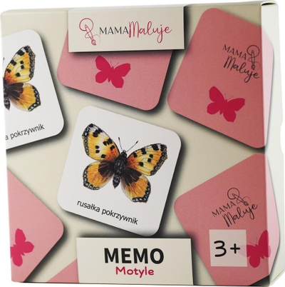 Lojë memo Mama Maluje Memo Butterflies, 30 elemente, 6 x 6 cm, shumëngjyrëshe