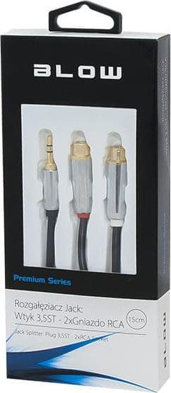 Adapter audio Blow Premium, Jack 3.5mm në 2x RCA, 15cm, i zi