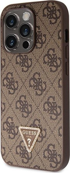 Kuti mbrojtëse Guess GUHCP14LP4TDSCPW për iPhone 14 Pro, hardcase crossbody, print 4G, kafe