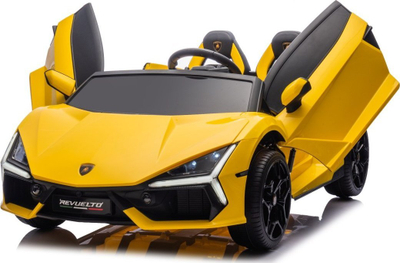 Makina elektrike për kalamaj Ramiz Lamborghini Revuelto Strong XL, me bateri, 1 vend, e verdhë