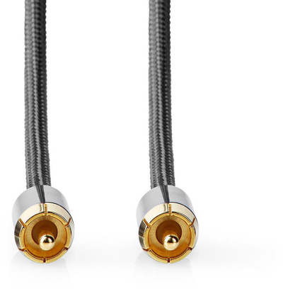Kabllo subwoofer Nedis Profigold Fabritallic, RCA në RCA, 5m, antracit