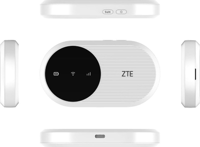 Портативен хотспот ЗТЕ U10, 4G, Ви‑Фи 6, бел