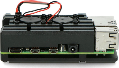 Kuti alumini JustPi LT-4B02 për Raspberry Pi 4B, me 2 ventilatorë, e zezë