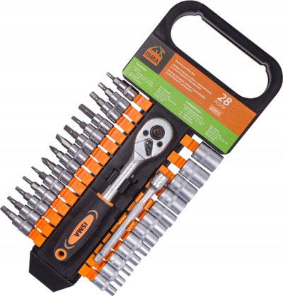 Сет алати Rockforce со тресачки клуч 1/4", 28 делови, металик