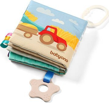 Libër sensitiv për bebe BabyOno Have Fun Sensory Book Farm, kontrast i lartë, me dhëmbëzues, shumëngjyrësh
