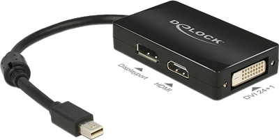 Përshtatës Delock, DisplayPort Mini - DisplayPort - HDMI - DVI-D, e zezë