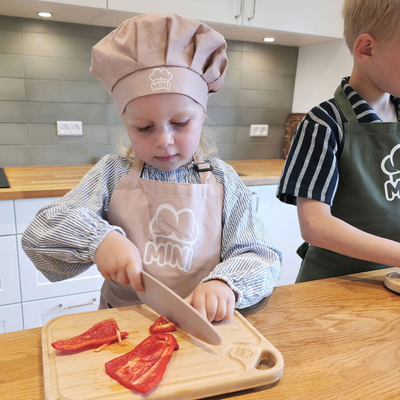 Set kuzhine për fëmijë MINI Family, 5 pjesë, bambu dhe çelik inox, rozë