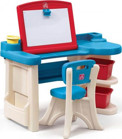 Детска уметничка маса Step2 Studio Art Desk, табла за цртање, со столче, повеќебојна