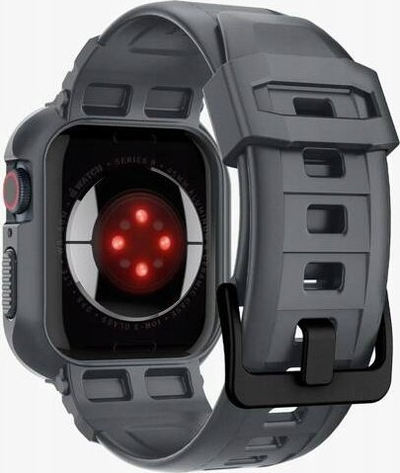 Kornizë me rrip Spigen Rugged Armor Pro për Apple Watch 44mm 45mm, seri 4 gjer në 9, gri e errët