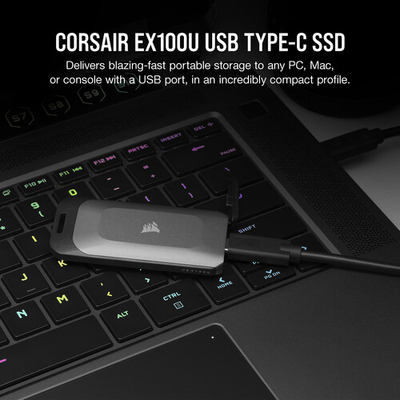 Disk i jashtëm SSD CORSAIR EX100U, 1TB, USB C, gunmetal