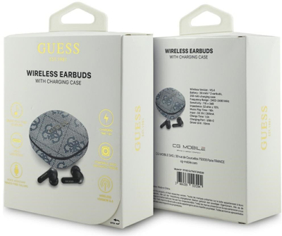 Безжични слушалки Guess PU 4G Script Logo ENC TWS, со микрофон, сина боја