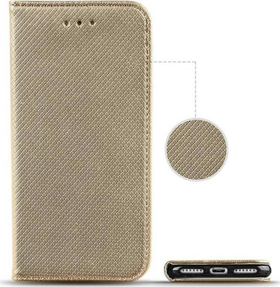 Mbulesë telefoni Magnet Book për Samsung Galaxy A73 5G, lëkurë ekologjike, me stand, ngjyrë gold