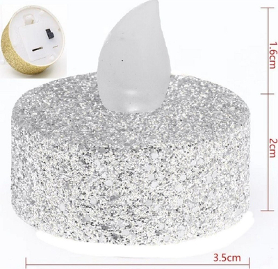 Set qirinj LED Tealight, 6 copë, me bateri, ngjyrë argjendi