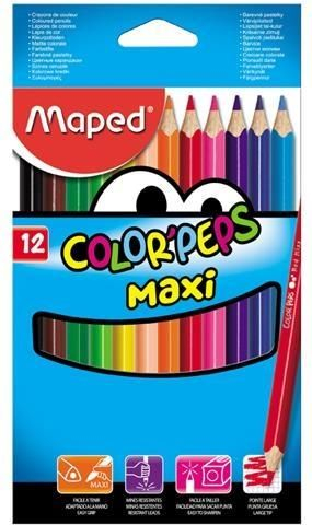 Дрвени боички Maped Colorpeps Maxi Triangular, 12 бои