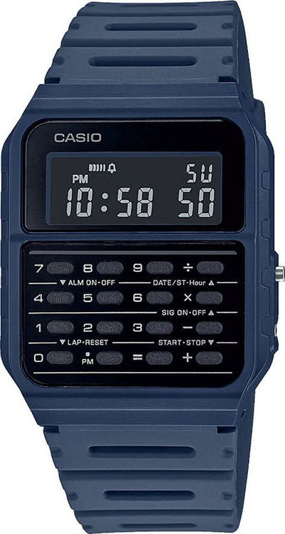 Ora dore Casio Collection CA-53WF-2BEF, kuarc, plastike rezine, blu navy e zezë