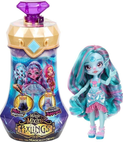 Kukull Magic Mixies Pixlings Marena Mermaid, 16.5cm, me shishe potion, shumëngjyrëshe
