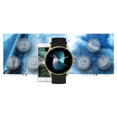 Smartwatch Gravity GT2-3, ekran 1.28" IPS, Bluetooth 5.1, ari me të zezë