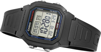 Ora digjitale Casio W-800H-1AVDF, Classic Illuminator, rezistente ndaj ujit 100m, e zezë