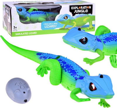 Lodër hardhucë me telekomandë Exploration Jungle, 35 cm, dritë LED, jeshile blu