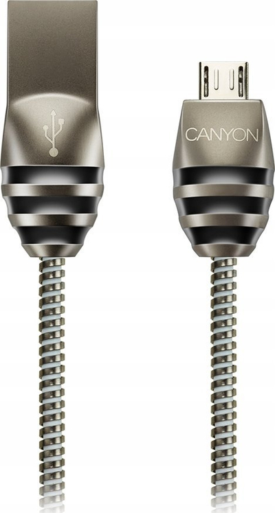 Kabllo USB Canyon UM-5, USB A në Micro USB, 1m, metalik gri