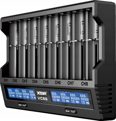 Karikues baterish XTAR VC8S, 8 kanale, ekran LCD, i zi