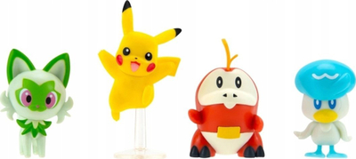 Set figurina Pokémon PKW3402 Paldea 4 Pack, 5 cm, Pikachu Fuecoco Sprigatito Quaxly, me shumë ngjyra