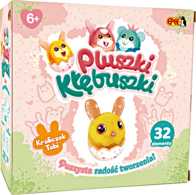 Set kreativ lodrash Epee Pluszki Kłebuszki Yellow Bunny Tobi, 32 copa, për me bo një lepurush pelushi, i verdhë