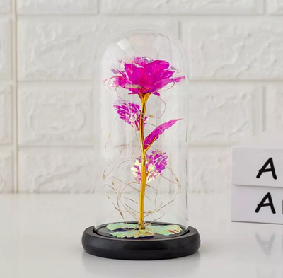 Trëndafil dekorativ AG776A Eternal Rose, kupolë qelqi, LED RGB, rozë
