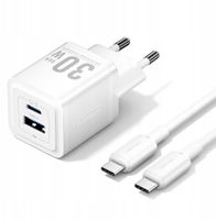 Karikues GaN Vention 2-Port USB C A, 30W, kabllo USB C 1m, i bardhë