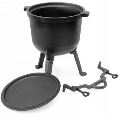 Казан од лиено железо Hunter Pot, 10L, за оган и скара, црн