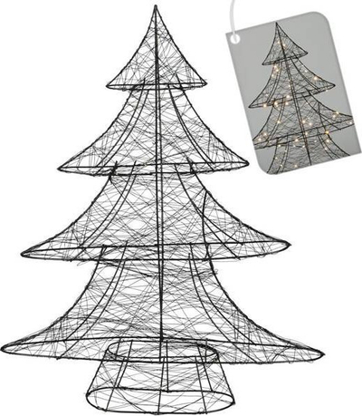 Dekor pemë Krishtlindjes pa markë, 60cm, LED dritë e bardhë e ngrohtë, metal i zi