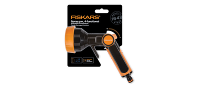 Spërkatës dore Fiskars, 4 funksionale, zezë/ portokalli