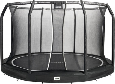 Trampolinë kopshti Salta Premium Ground Combo, 366cm, rrjetë sigurie, e zezë
