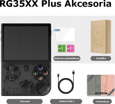 Konsolë portabël Anbernic RG35XX Plus, ekran 3.5", 64GB, e zezë transparente