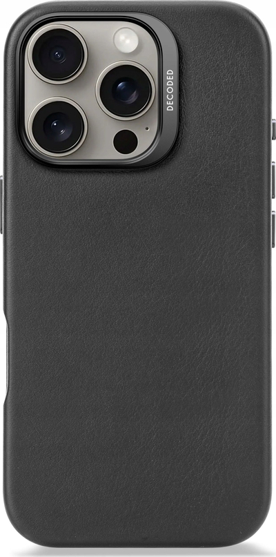 Mbrojtëse telefoni Decoded Leather Back Cover për iPhone 16 Pro, MagSafe, e zezë