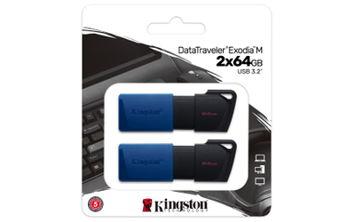 USB Kingston DataTraveler Exodia M, 64GB, USB 3.2, сина и црна